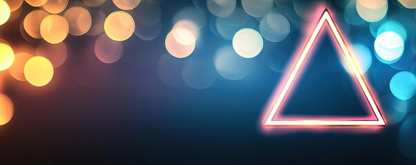 Poster - Triangle abstract background concept. Abstract neon triangle with colorful bokeh background, perfect for modern designs.