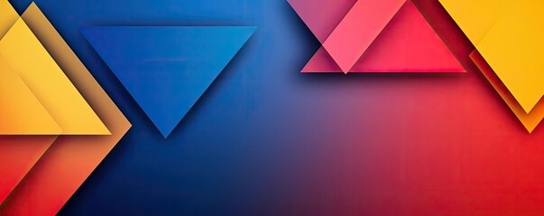 Poster - Triangle abstract background concept. Vibrant geometric shapes in blue, red, and yellow create a modern abstract background.