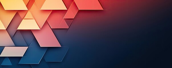 Poster - Triangle abstract background concept. Colorful geometric design featuring layered shapes on a dark background.