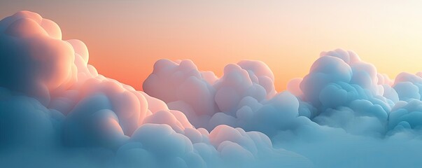 Aufkleber - Cloudy abstract background concept. Soft clouds illuminated by warm hues of sunset, creating a serene and tranquil atmosphere.