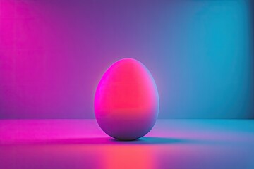 colorful egg illuminated by vibrant pink and blue lights, creati