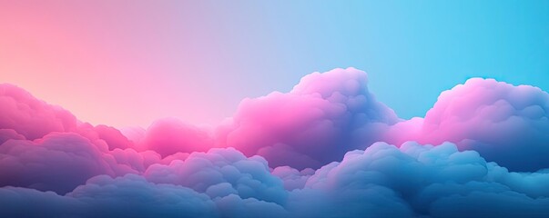 Aufkleber - Cloudy abstract background concept. A vibrant sunset illuminating fluffy clouds in pink and blue hues.