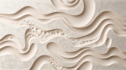 Poster - Abstract Cream Colored Wavy Textured Landscape