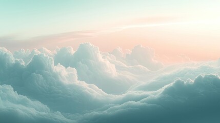 Poster - Cloudy abstract background concept. Serene cloudscape reflecting soft pastel colors in a tranquil sky at sunset.