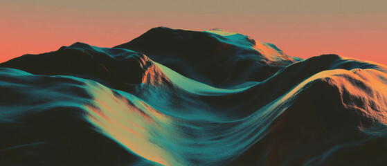 Poster - Evocative abstract landscape with textured surfaces and rich color contrasts in serene environment
