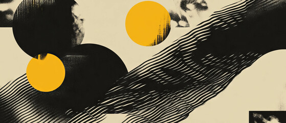 Aufkleber - Dynamic interplay of abstract elements creates a cohesive visual composition