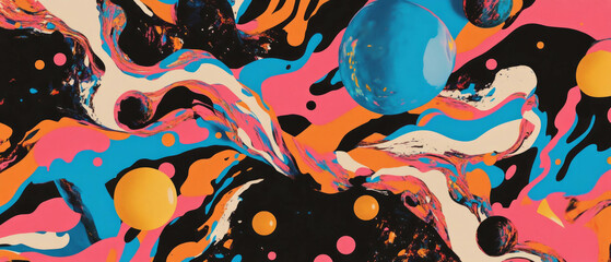 Poster - Exploring vibrant fluid dynamics in an abstract swirling pattern artwork