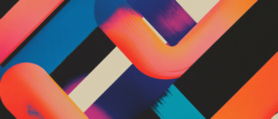 Poster - Vibrant interlocking geometric shapes create a dynamic abstract pattern