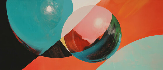 Aufkleber - Exploring balance and harmony in abstract compositions through vibrant colors and shapes