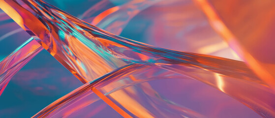 Poster - Complex network of abstract lines intersecting and diverging in vibrant colors