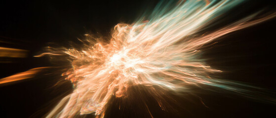 Poster - Dynamic abstract patterns bursting with energy and vivid colors in a swirling display