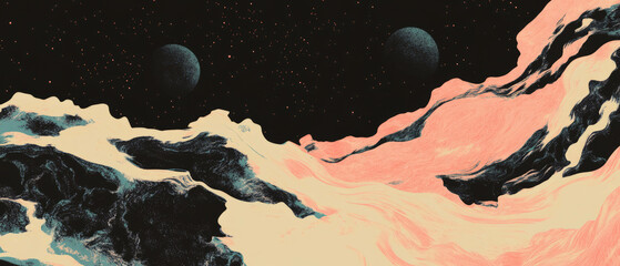 Poster - Cosmic patterns reflect the beauty of celestial bodies and cosmic dust in vibrant abstraction