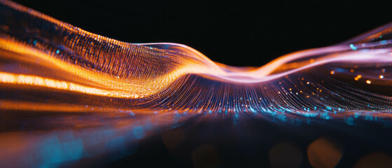 Poster - Abstract visualization of space and time with technological elements in vibrant colors