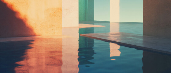 Poster - Abstract shapes floating in calm space create a serene visual experience