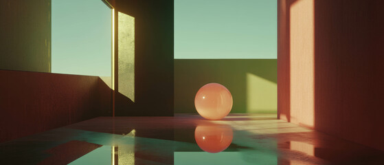 Poster - Floating abstract shapes create a tranquil atmosphere in open space
