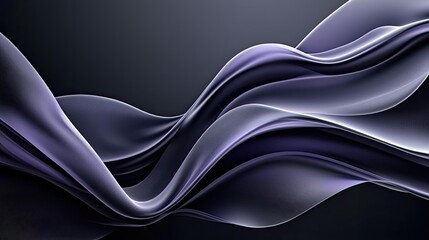 Poster - Cloudy abstract background concept. Elegant flowing waves of fabric in shades of purple, blending seamlessly into a dark background.