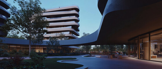 Poster - Stunning modern architecture featuring aluminum composite and layered design elements