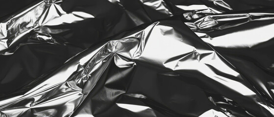Aufkleber - Crinkled aluminum foil with reflective texture displaying intricate patterns and shine