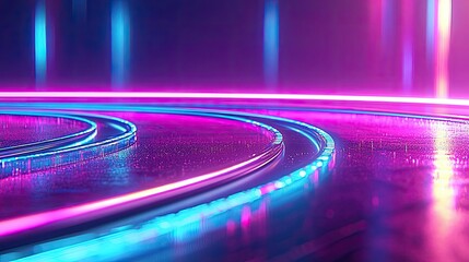 Poster - Blurred abstract background idea. Vibrant neon light trails create a dynamic and captivating visual experience.
