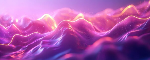 Poster - Blurred abstract background idea. Abstract wave patterns with vibrant purple and pink hues, creating an ethereal atmosphere.