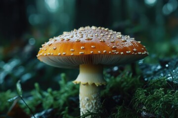 Sticker - Close-up shot of a mushroom growing in a forest