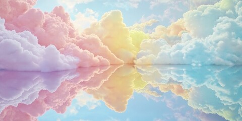 Poster - A picture of puffy white clouds floating in the blue sky, perfect for weather or nature-themed projects