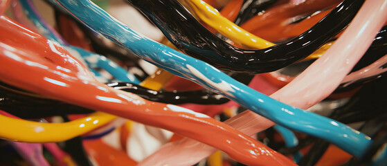 Poster - Dynamic interplay of chaotic lines creating a visual tapestry of color and movement