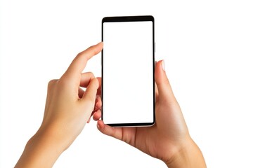 Poster - A person holding a smartphone with a blank white screen