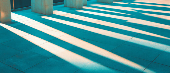 Poster - Intersecting lines and shadows create a minimalistic visual balance in a structured space