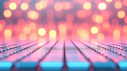 Poster - Blurred abstract background idea. A vivid close-up of a keyboard with colorful lights in the background.