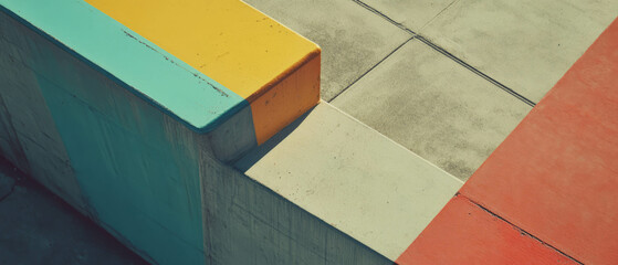 Poster - Bold modern design featuring colored aluminum and geometric shapes in urban space