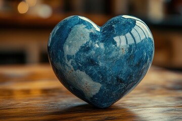 Poster - A heart-shaped vase sits atop a wooden table, providing a romantic centerpiece for any occasion