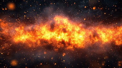 Dynamic fireball explosion in cosmic space visual art night sky energetic environment high-impact view