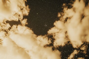 Aufkleber - A plane flying through the clear night sky with stars shining above