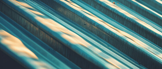 Poster - Corrugated aluminum with wave pattern showcasing industrial utilitarian design aesthetics