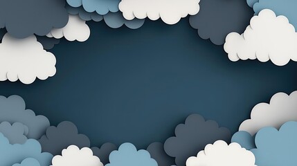 Poster - Cloudy abstract background concept. An abstract paper-cut cloud design with a blue background, perfect for creative projects.