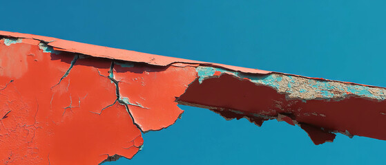 Poster - Vintage cracked paint detail showcasing aged texture against a vibrant background