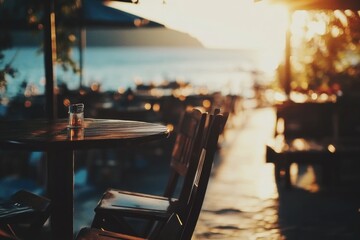 Poster - A simple still life setup featuring a wooden table with a glass of water placed upon it