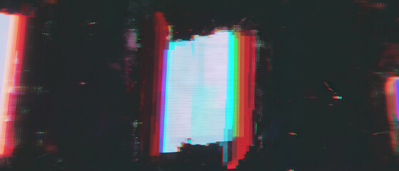 Poster - Digital noise creates abstract visual patterns with glitch effects in a dark setting