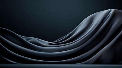 Poster - Cloudy abstract background concept. Elegant draped fabric creates a smooth, flowing texture against a dark background.