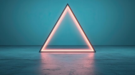 Poster - Triangle abstract background concept. A glowing neon triangle creates a modern and futuristic atmosphere.