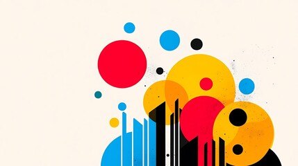 Poster - Bold Vector Art Poster in Clean White Style with Colorful Circles