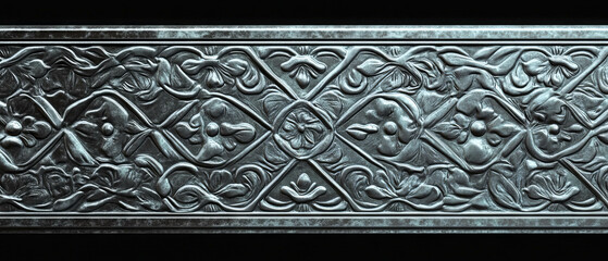 Poster - Embossed aluminum with intricate floral patterns and tactile detail