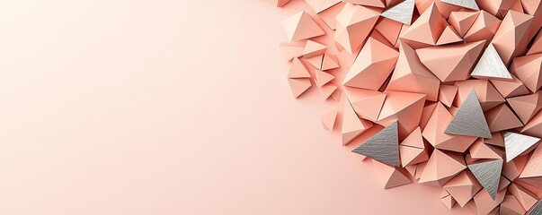 Poster - Triangle abstract background concept. Abstract geometric shapes on a soft pink background for creative design purposes.