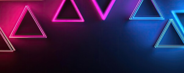 Poster - Triangle abstract background concept. Vibrant neon triangles in contrasting colors create a modern abstract background.