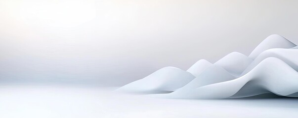 Aufkleber - Blurred abstract background idea. Minimalistic view of abstract white hills against a soft gradient background.