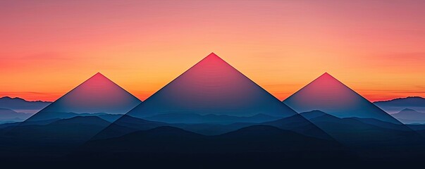 Aufkleber - Triangle abstract background concept. Stunning sunset over pyramids, showcasing nature's beauty and ancient architecture.