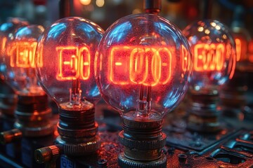 Poster - A close-up shot of various light bulbs arranged on a table