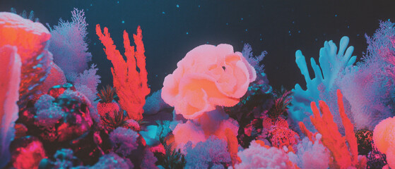 Poster - Exaggerated textures and vibrant patterns showcasing a vivid underwater environment