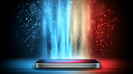 Poster - Futuristic Clean White Vector Art of a Smartphone with Light Effects